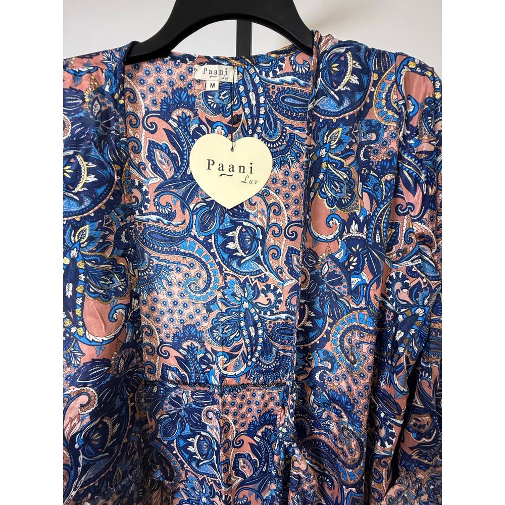Blue Paisley Open Kaftan Maxi Cover-Up - Picture 6 of 7